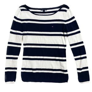 Tommy Hilfiger Pullover Sweater 100% Cotton Stripes Blue [Size S]